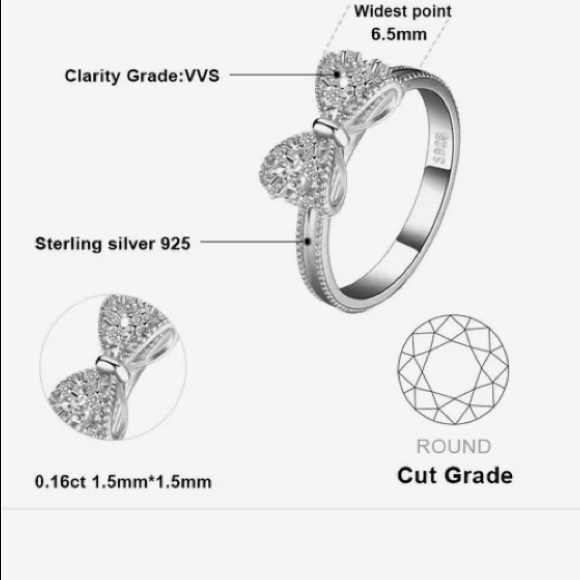 ❤️THIS ABSOLUTELY BEAUTIFUL SZ9 BOW RING IS MADE WITH REAL 925 STERLING SILVER❤️ - Picture 6 of 8